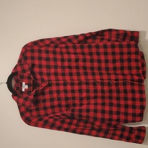 Red & black plaid button up